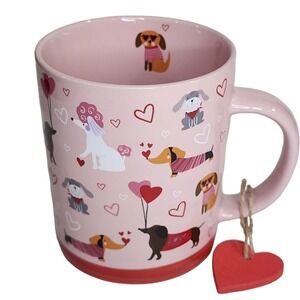 Prima Design Puppies in Love Pink Ceramic Coffee Mug 16oz